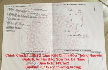 Chính Chủ Bán Nhà 2 Tầng Kiệt Chính Hữu Thông Nguyễn Đình, P. An Hải Bắc, Sơn Trà, Đà Nẵng